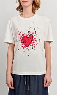 Футболка с принтом и стразами