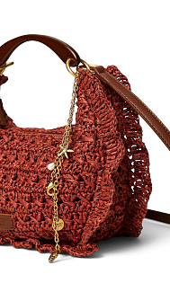 Сумка из рафии с деревянной ручкой