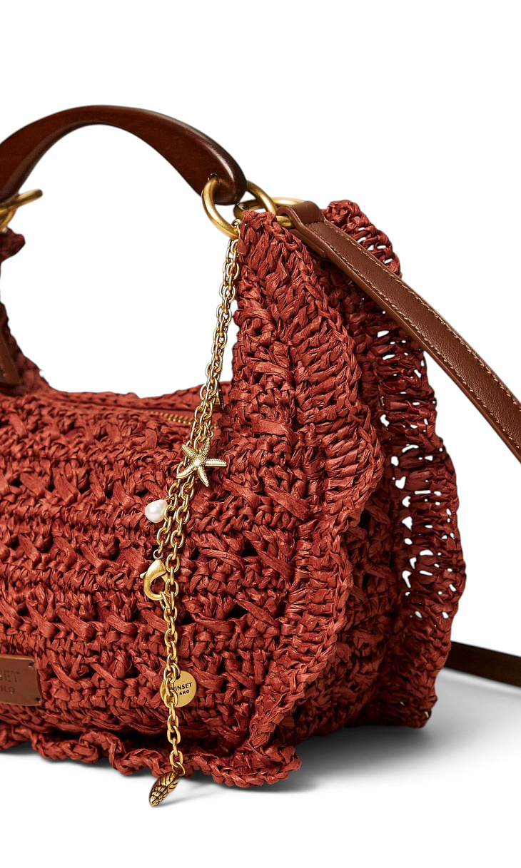 TWINSET: Сумка из рафии с деревянной ручкой