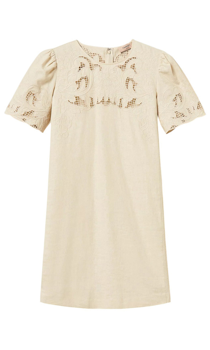TWINSET: Платье из льна с вышивкой