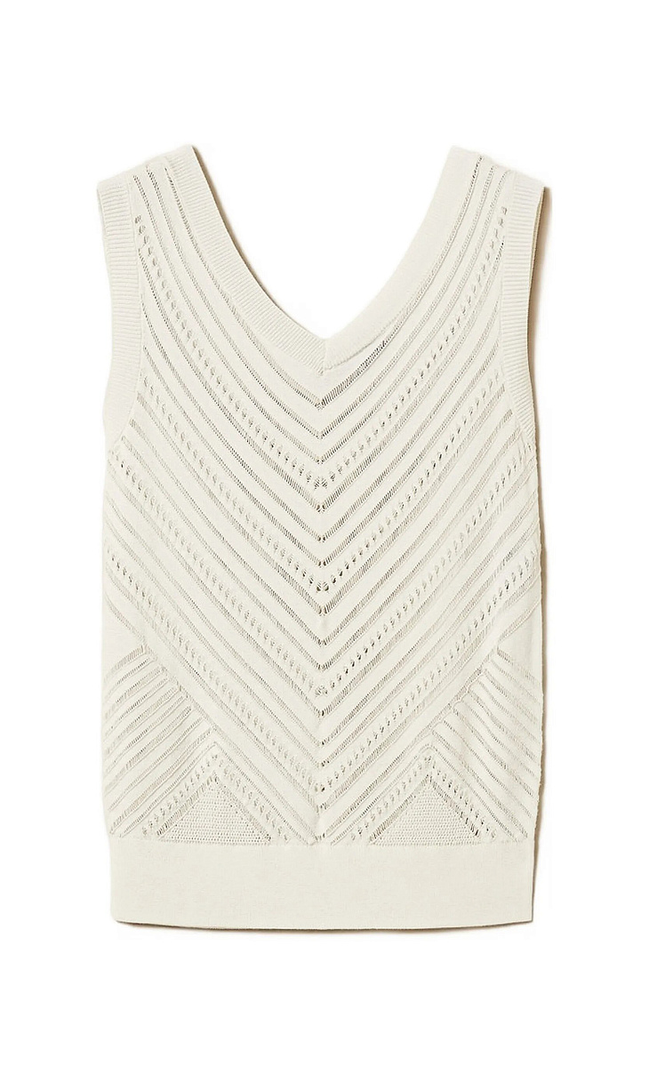 TWINSET: Ажурный вязаный топ