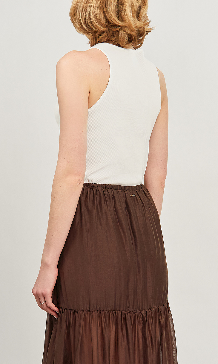 TWINSET: Топ в рубчик с декором