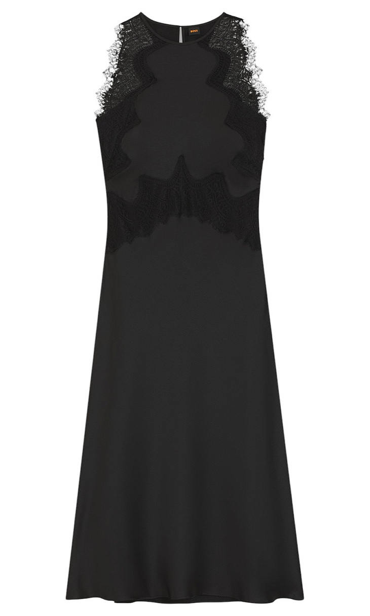 HUGO BOSS: Платье с кружевом