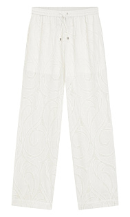 Брюки с вышивкой из рами