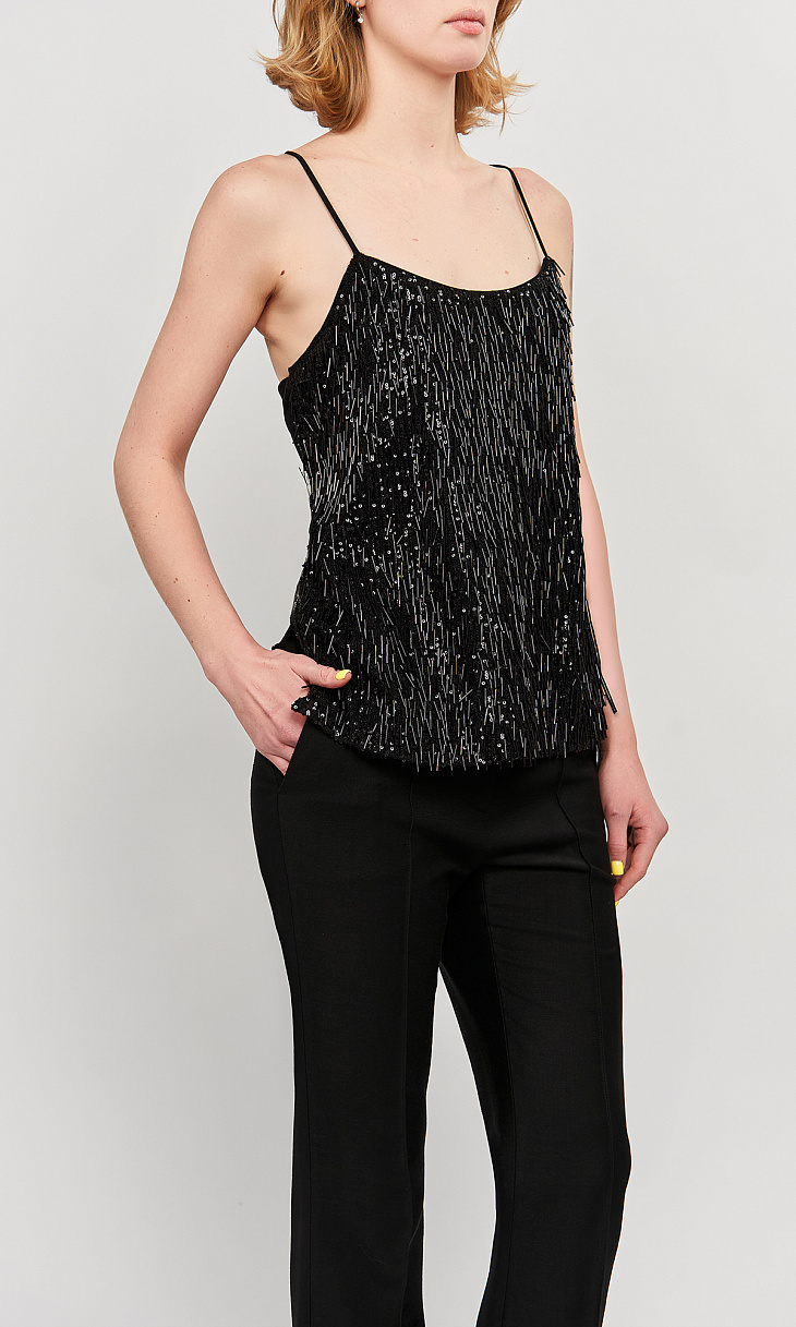 TWINSET: Топ с бисером и пайетками
