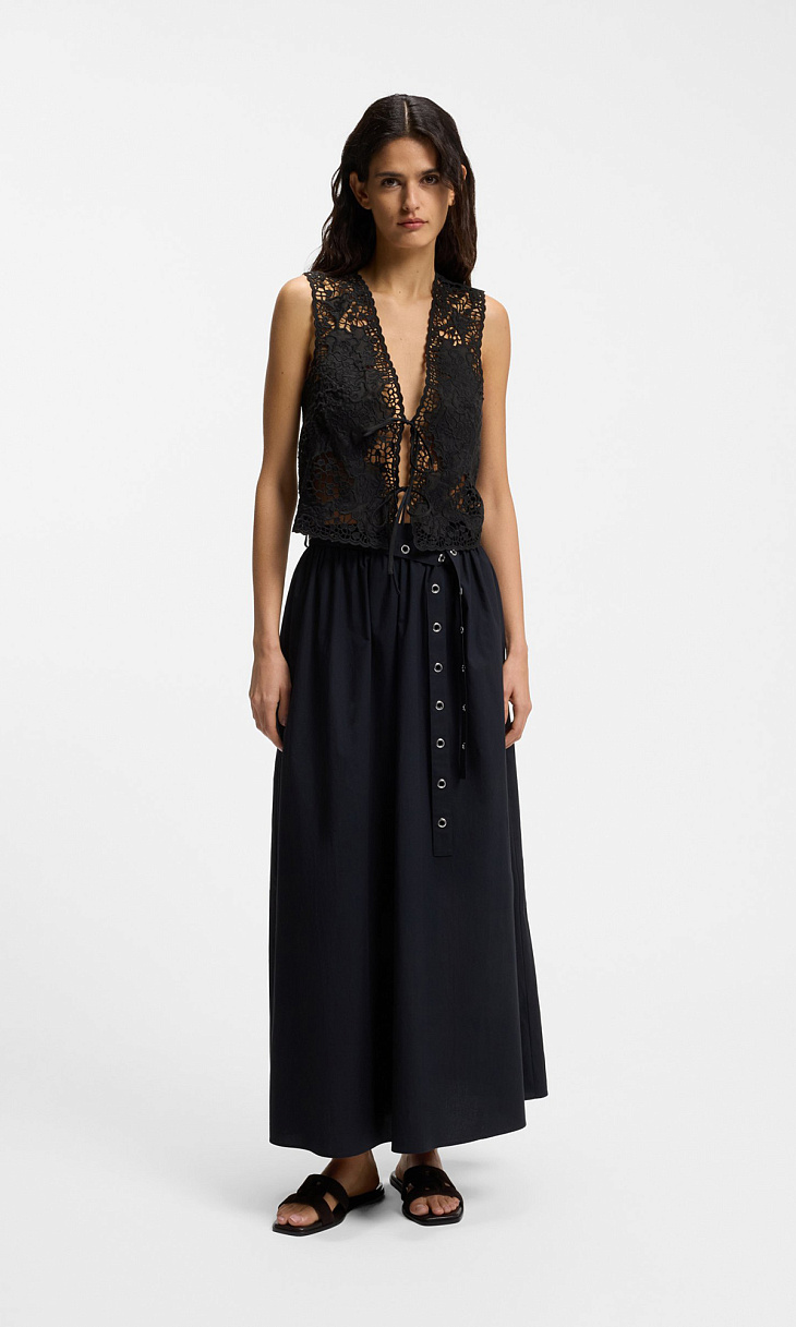 HUGO BOSS: Блуза с вышивкой на завязках