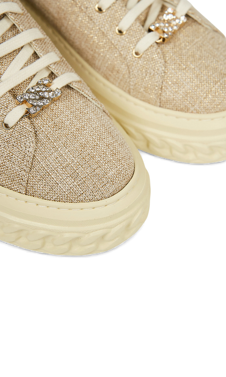 Casadei: Кеды с люрексом и стразами