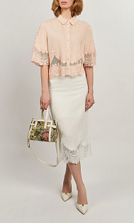 Льняная рубашка с кружевом