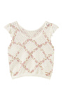 TWINSET: Ажурный топ с принтом и оборками