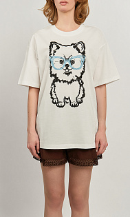 Футболка с принтом и вышивкой