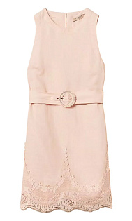 Льняное платье с кружевом