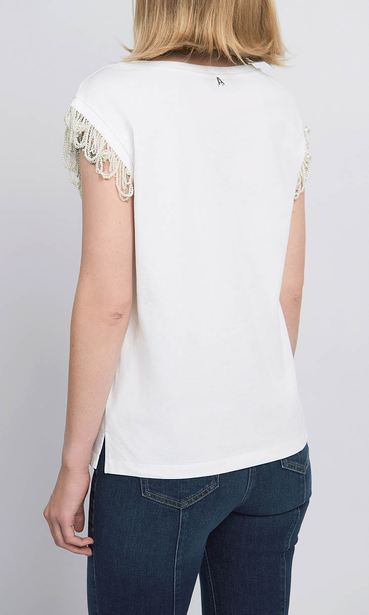 TWINSET: Футболка с декором на рукавах