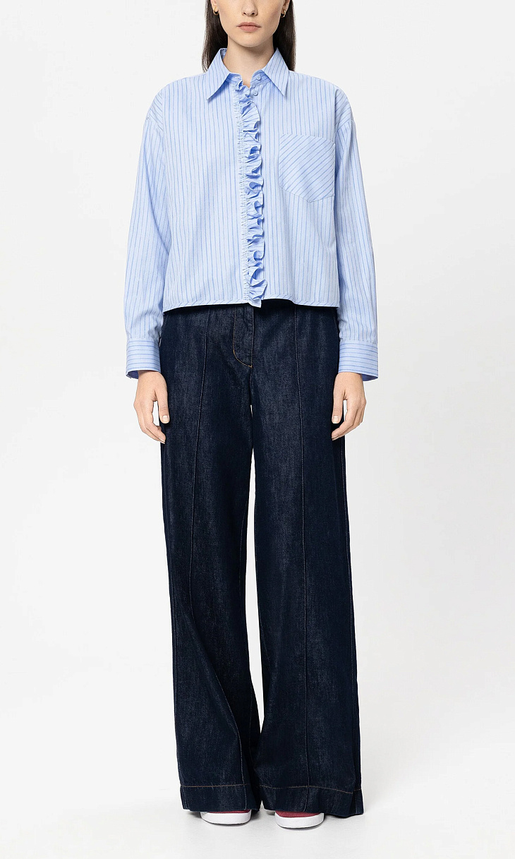 LUISA CERANO: Рубашка из хлопка с рюшами