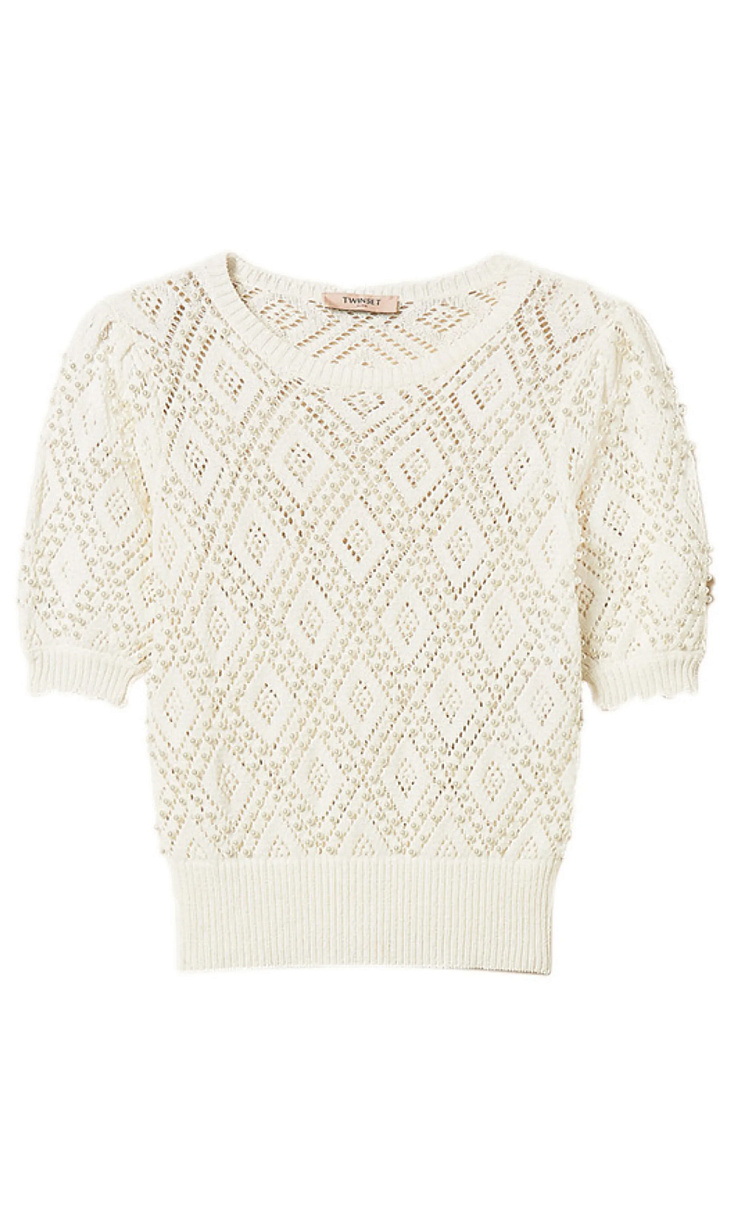 TWINSET: Пуловер с узором и жемчугом
