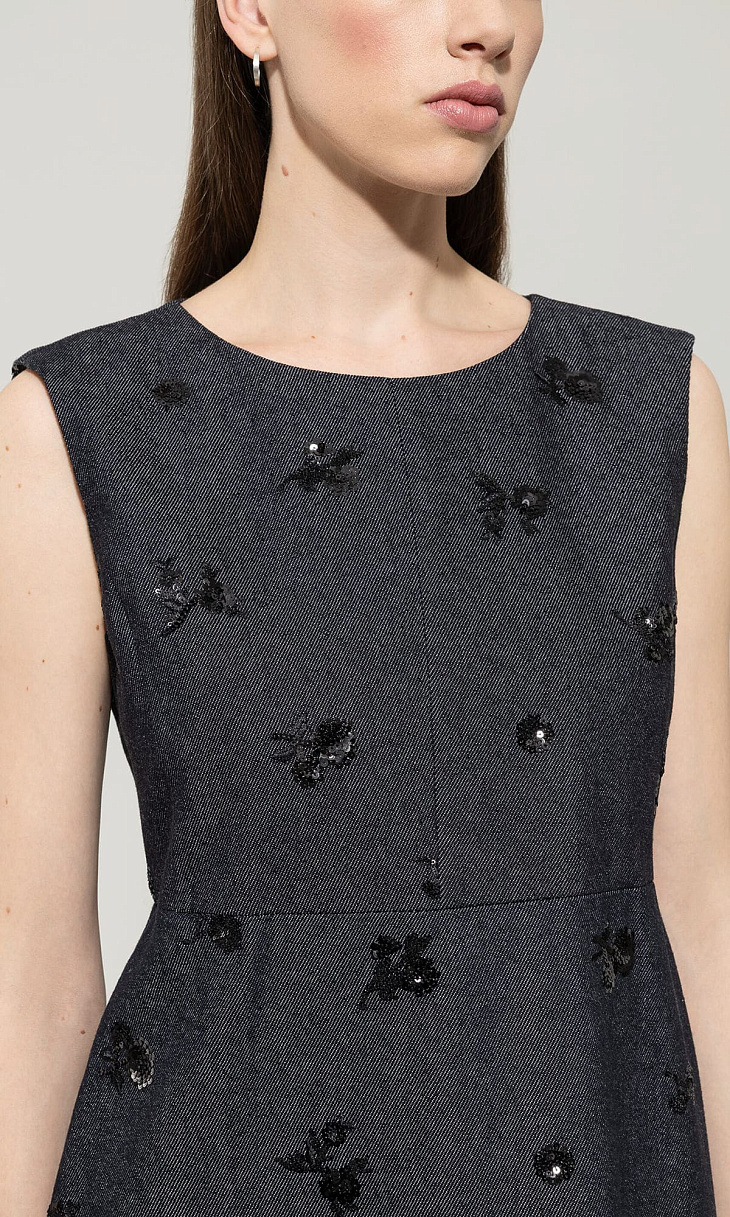 LUISA CERANO: Джинсовое платье с пайетками