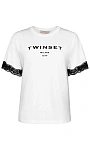 TWINSET: Футболка с кружевом