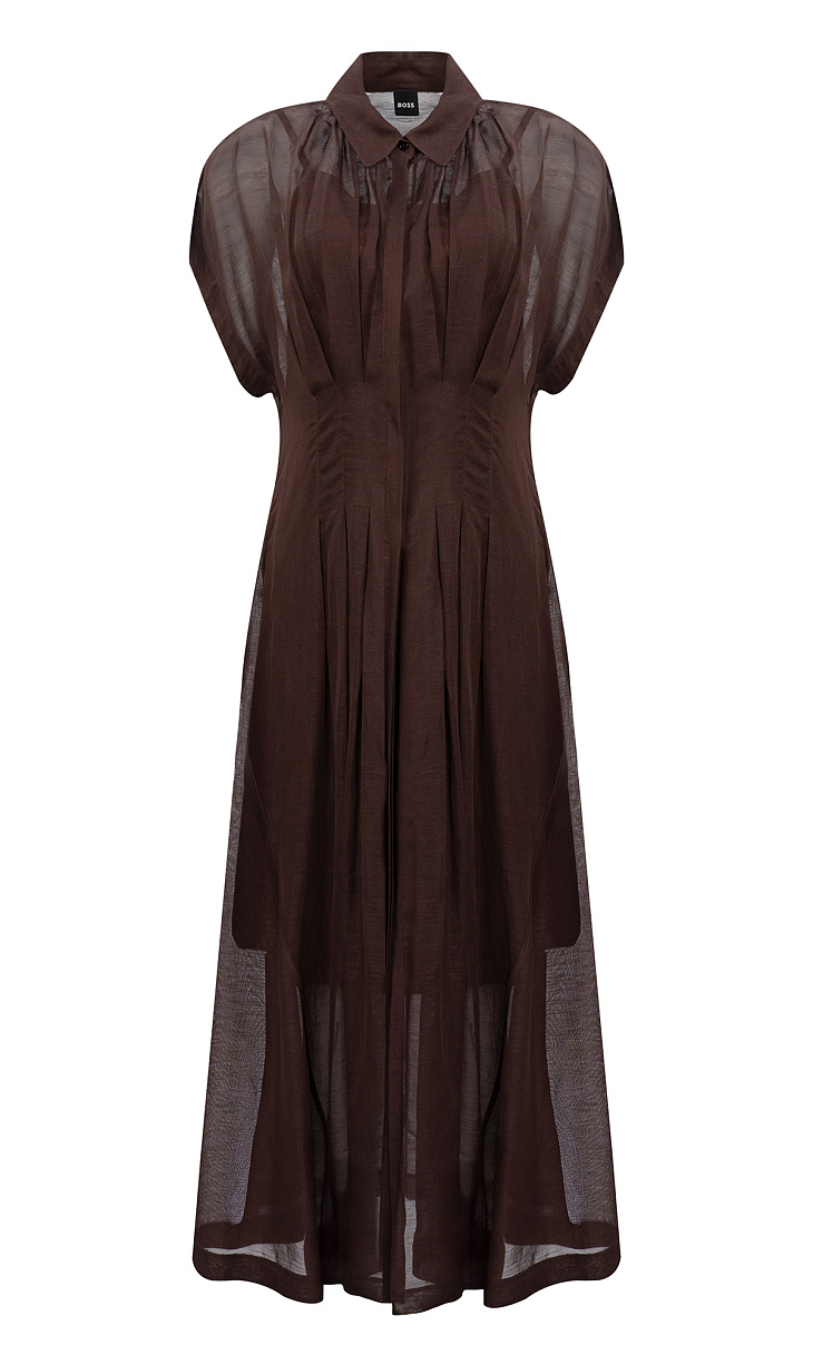HUGO BOSS: Платье из вискозы и льна