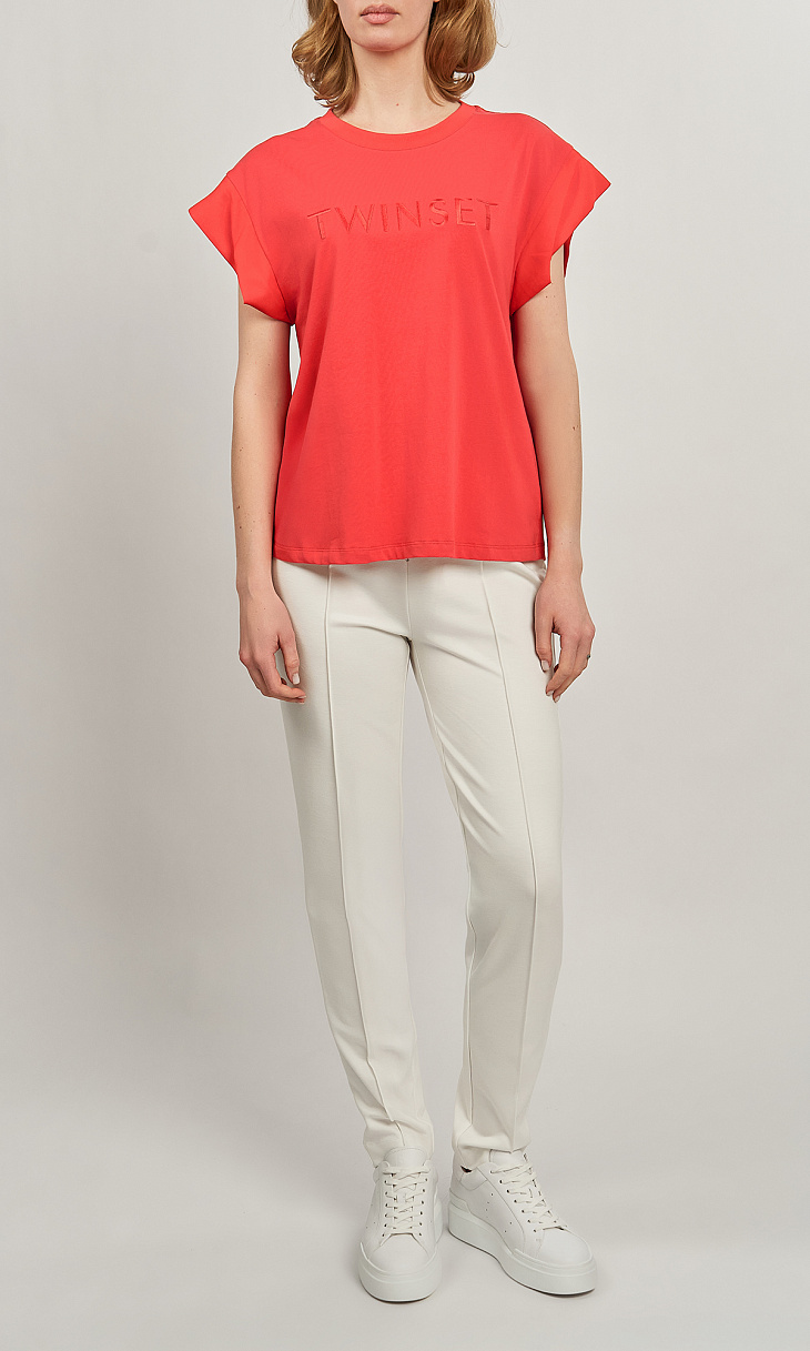 TWINSET: Футболка с вышитым логотипом