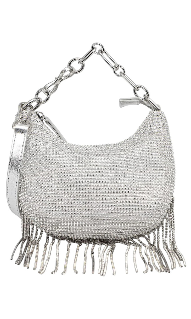 TWINSET: Сумочка со стразами и бахромой