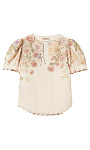 TWINSET: Льняная блуза с принтом и вышивкой