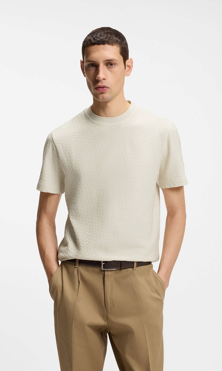 HUGO BOSS: Футболка с жаккардовым узором