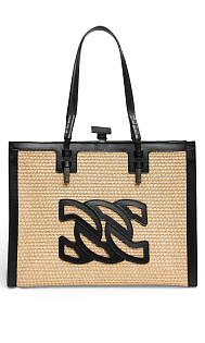 Сумка-шопер из кожи и хлопка