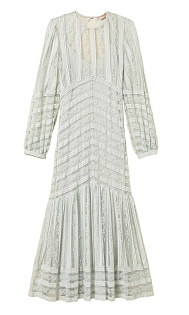 Длинное кружевное платье в полоску