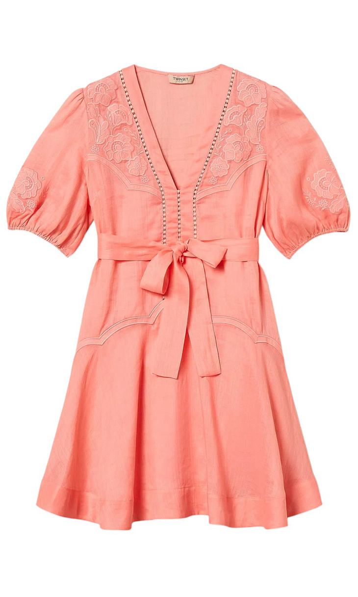 TWINSET: Платье из рами с вышивкой