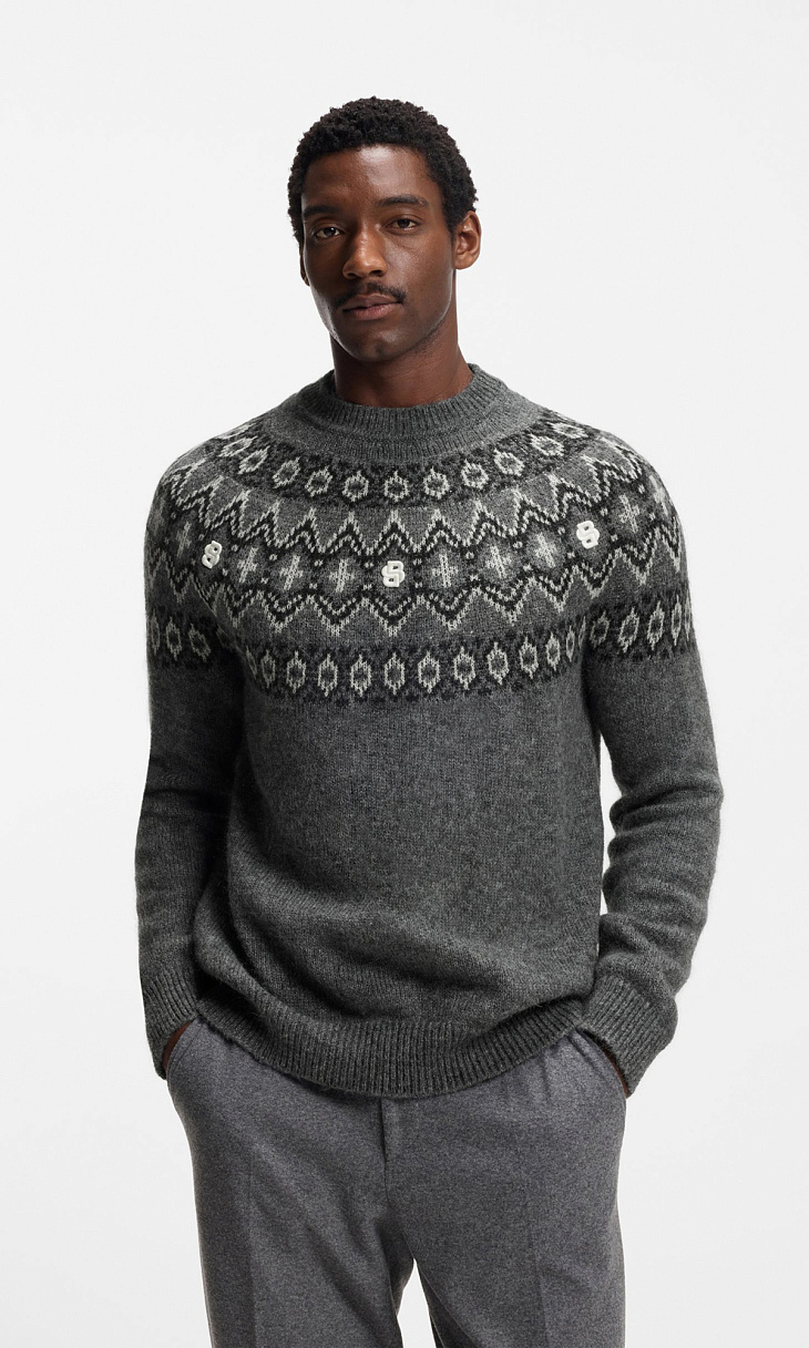 HUGO BOSS: Свитер с жаккардовым узором