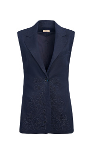 Удлиненный жилет с вышивкой