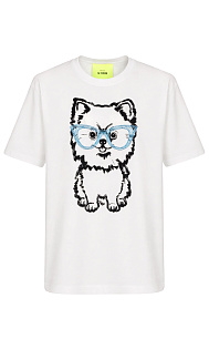 Футболка с принтом и вышивкой