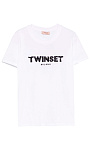 TWINSET: Футболка с логотипом из пайеток