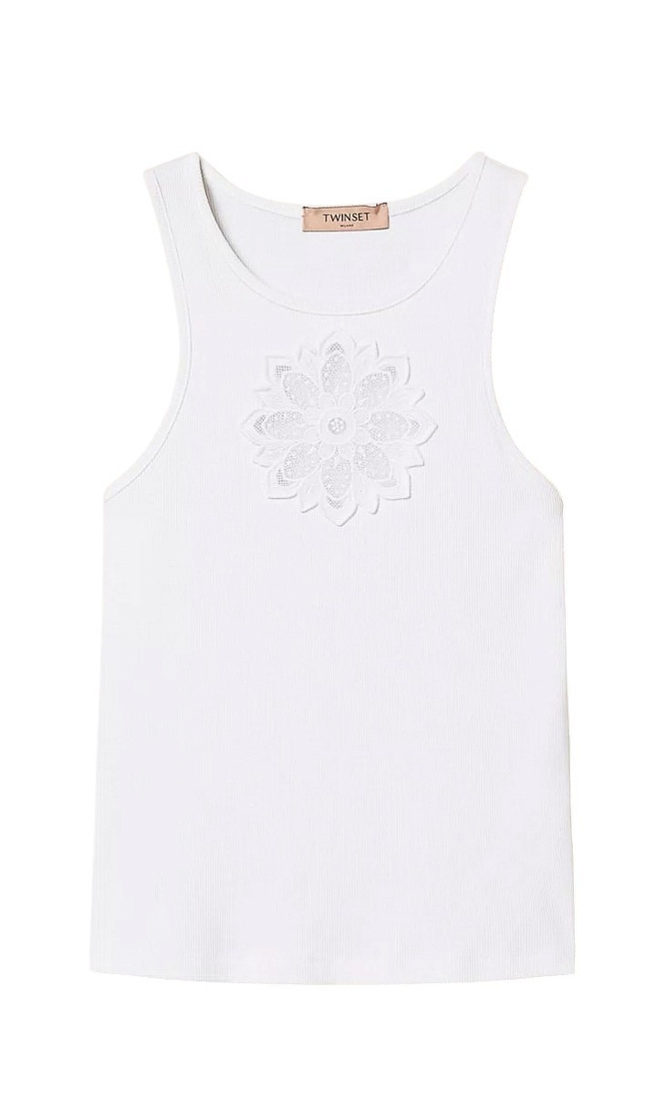 TWINSET: Топ с вышивкой