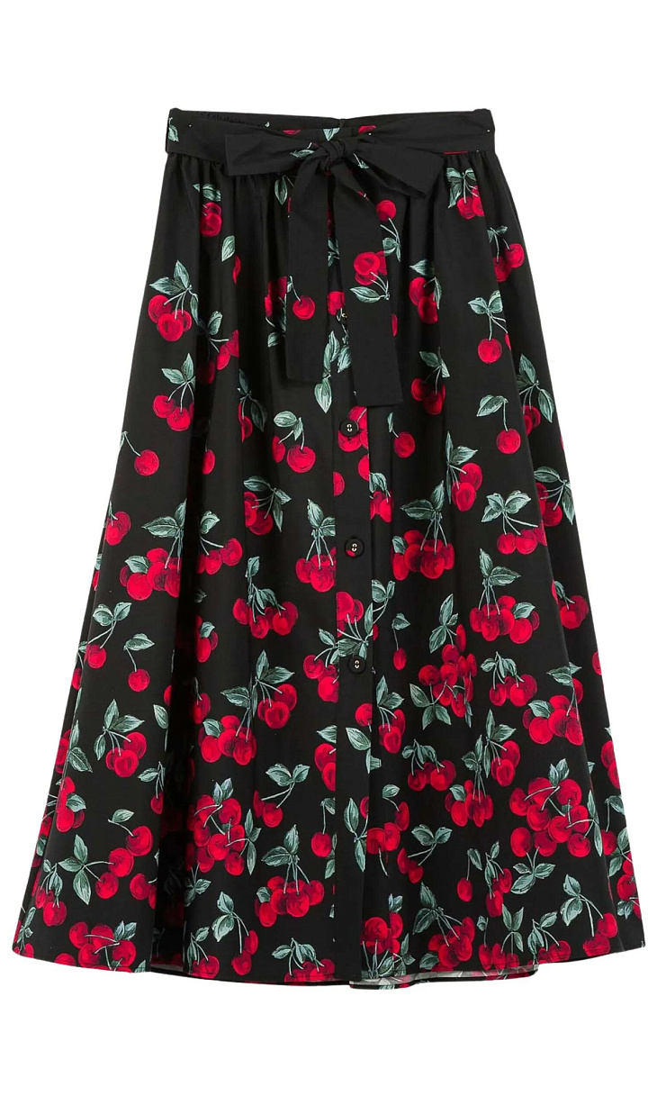 TWINSET: Юбка из поплина с вишневым принтом