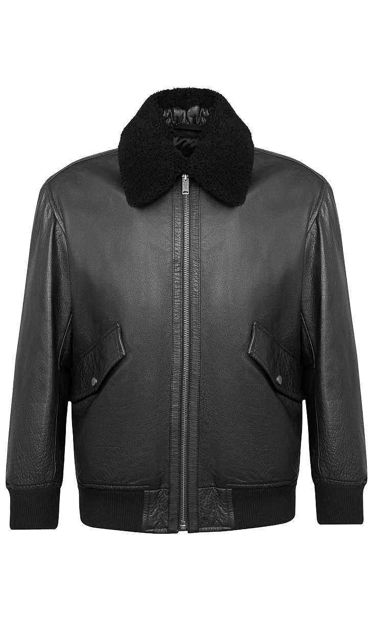 HUGO BOSS: Куртка из кожи