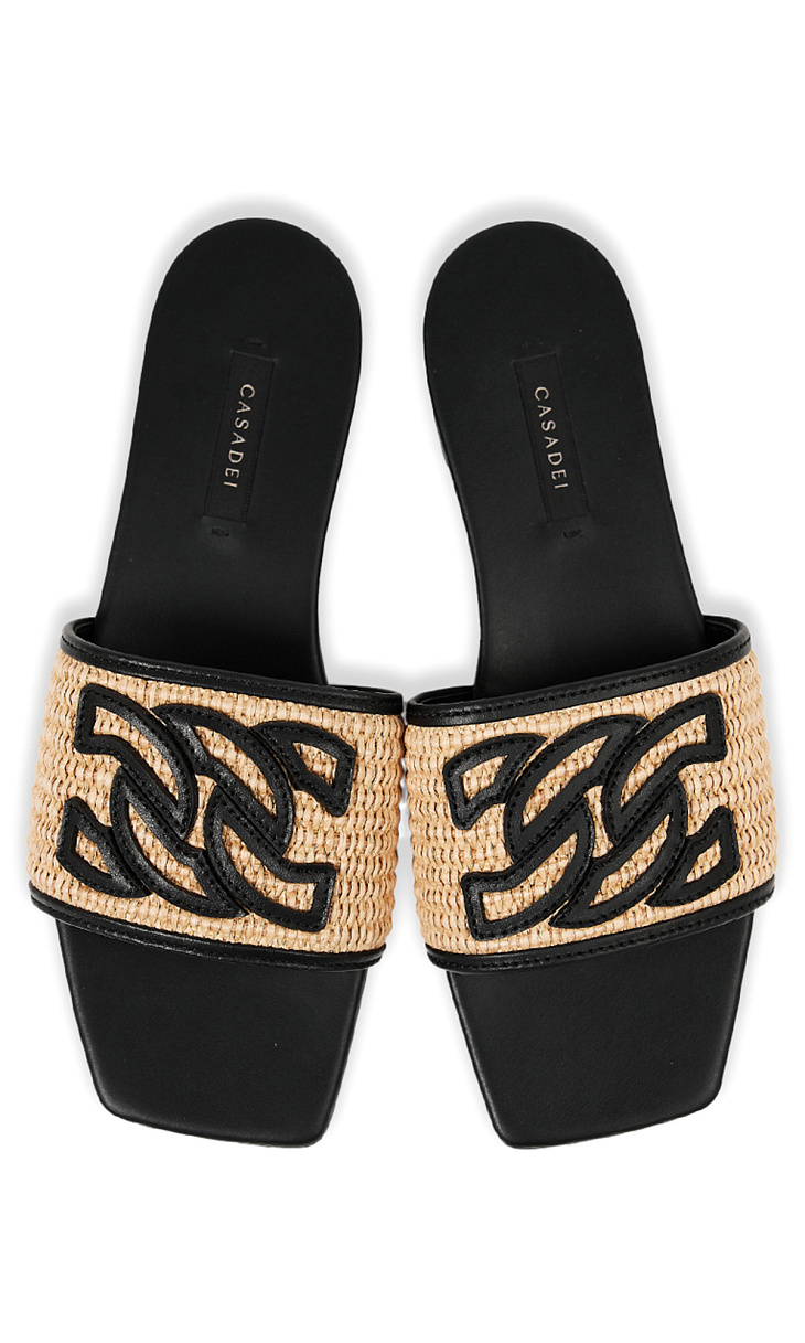 CASADEI: Шлепанцы из кожи и текстиля