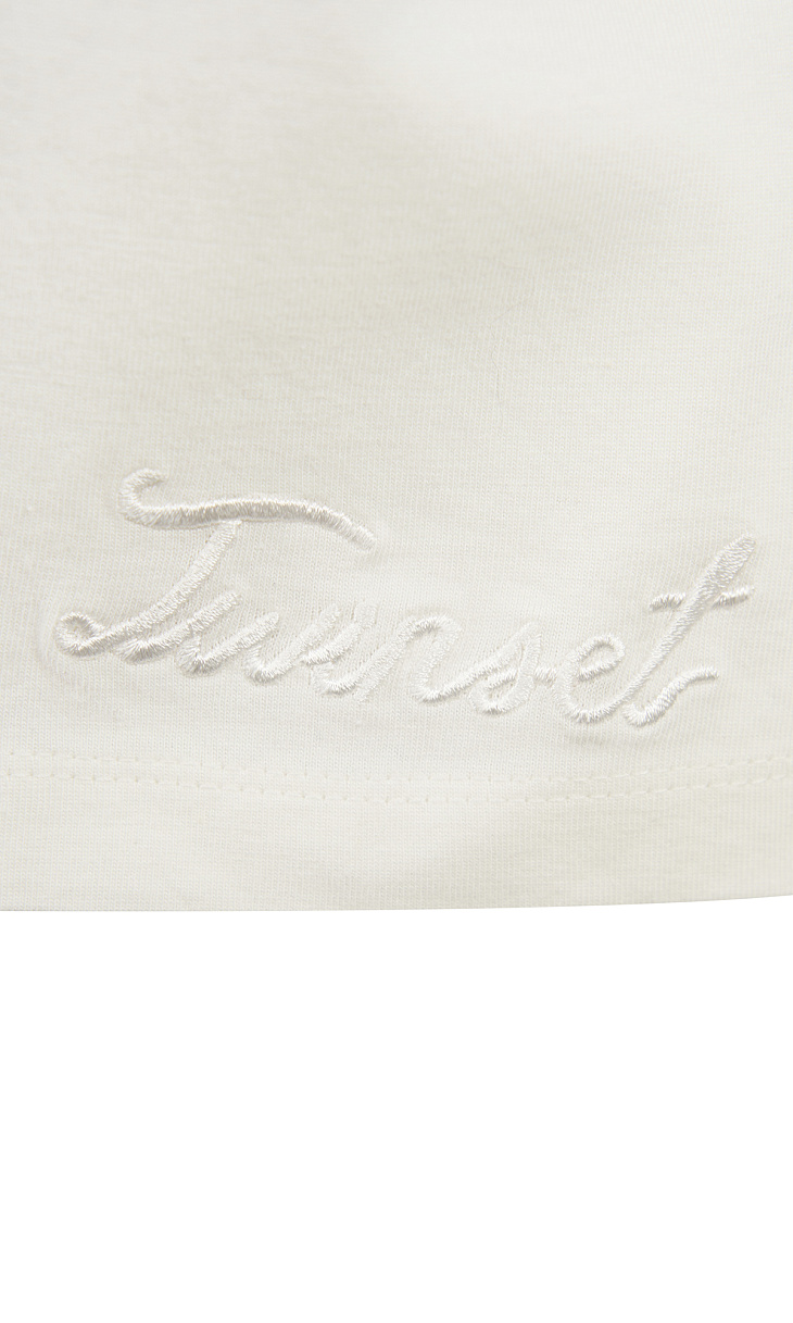 TWINSET: Футболка с бисером и аппликацией