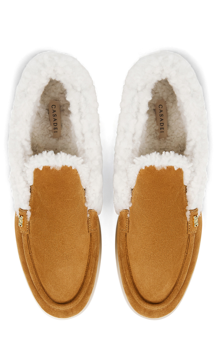 CASADEI: Замшевые лоферы с мехом