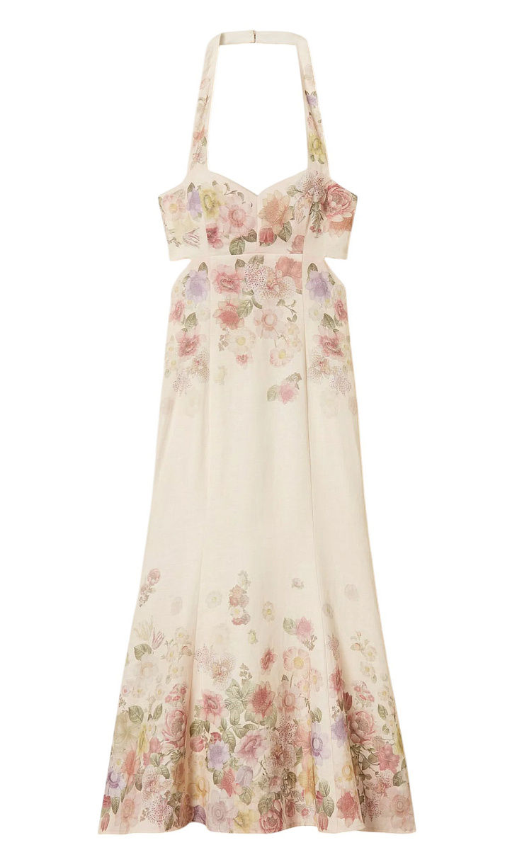 TWINSET: Льняное платье с принтом