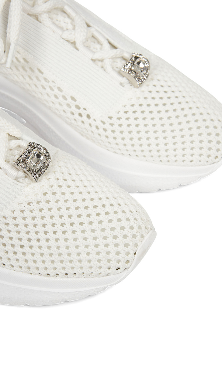 CASADEI: Трикотажные кроссовки со стразами