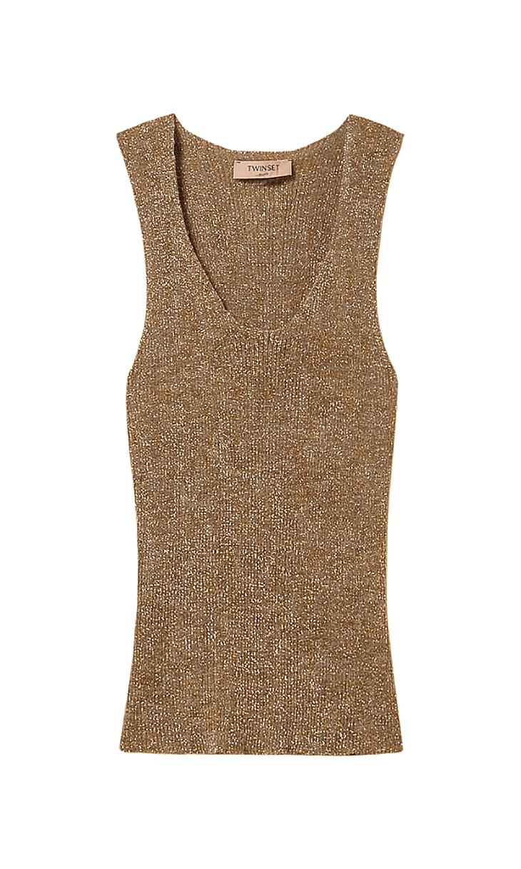 TWINSET: Вязаный топ с люрексом
