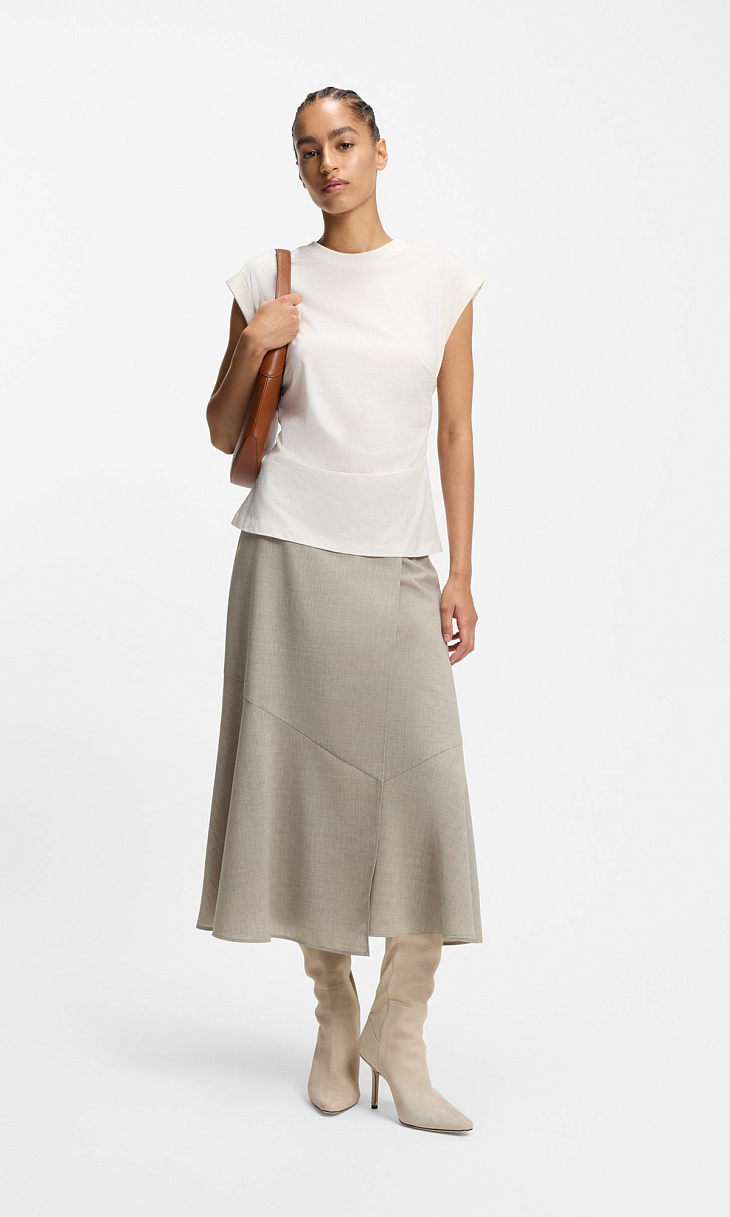 HUGO BOSS: Юбка из меланжевой шерсти