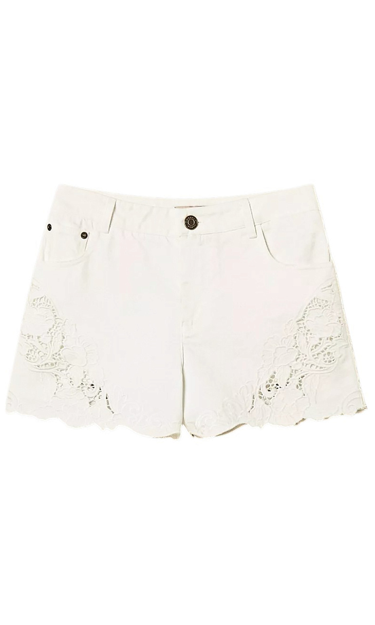 TWINSET: Джинсовые шорты с вышивкой