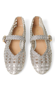 Балетки с вышивкой и ремешком