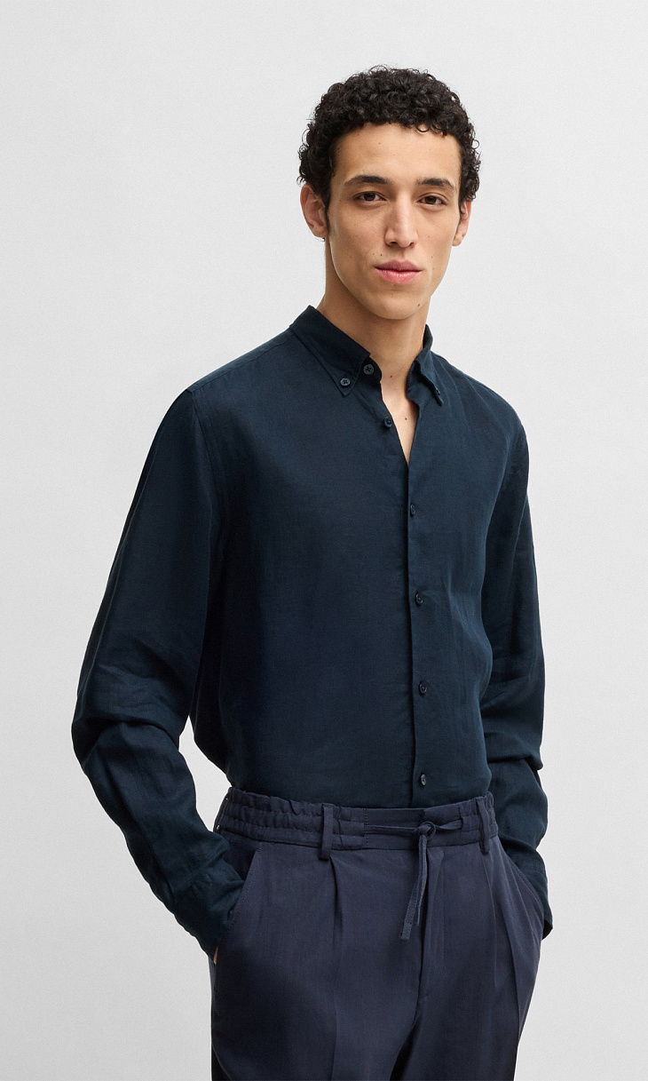 HUGO BOSS: Рубашка из льна