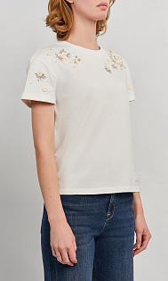 Футболка с бисером и аппликацией