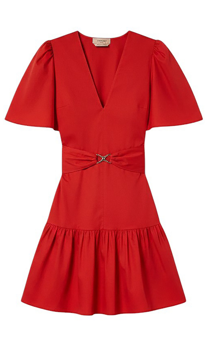 TWINSET: Платье с поясом из поплина