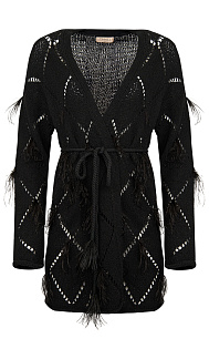 Кардиган с перьями