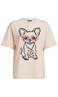 Футболка с принтом и вышивкой