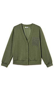 Кардиган с вязаными деталями